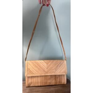 Vintage Beige Eel Skin Crossbody Shoulder Purse Made In Korea